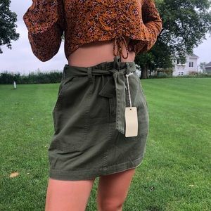 NWT Indigo Rein Paperbag Army Green Skirt